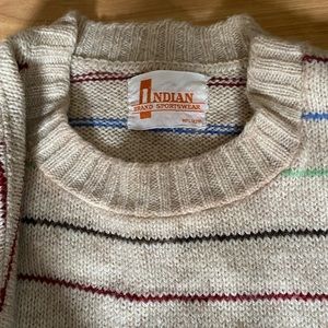 Vintage Wool Striped beige sweater crew neck fall